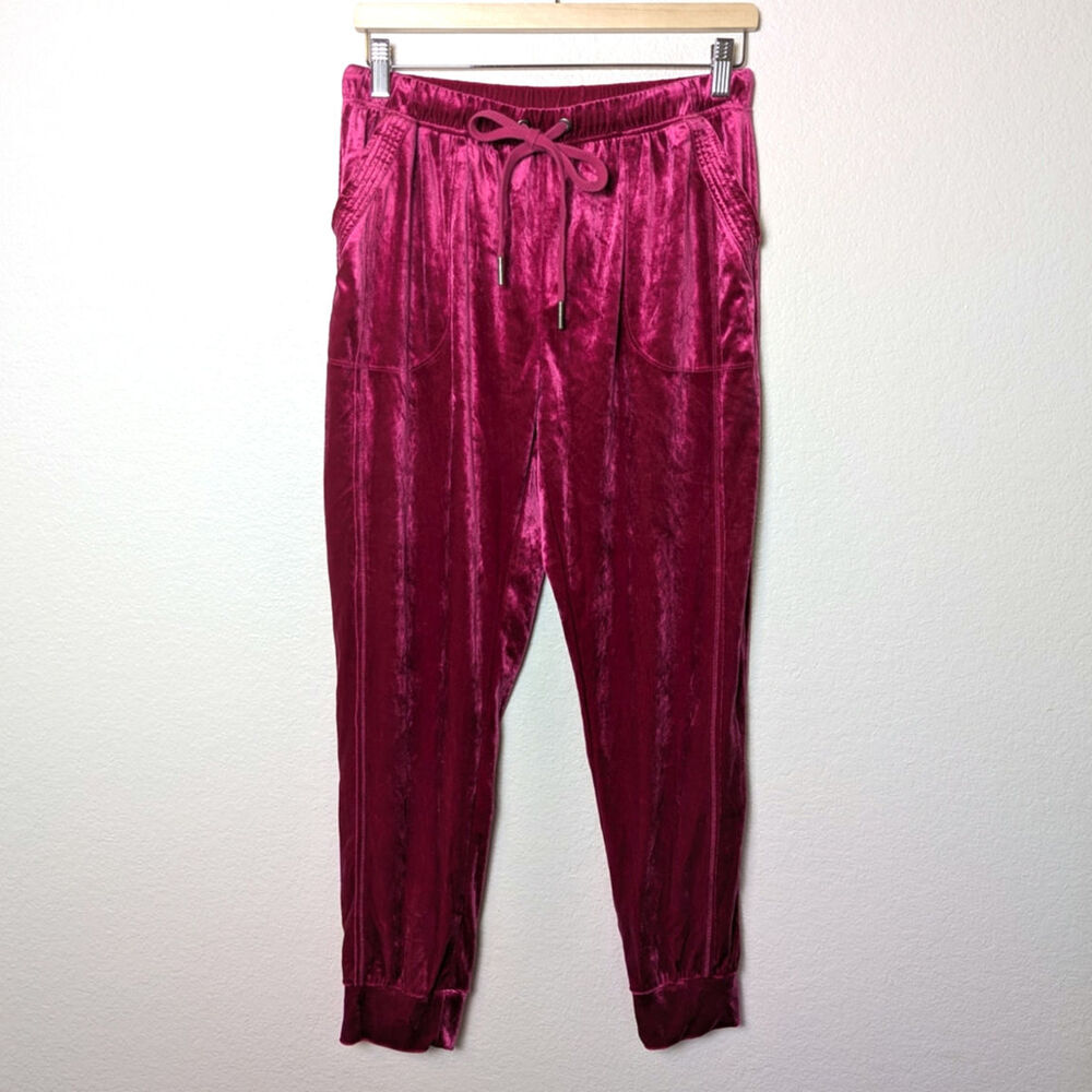 Anthropologie Saturday Sunday Pink Velour Jogger Pants Women Size S Soft Barbie
